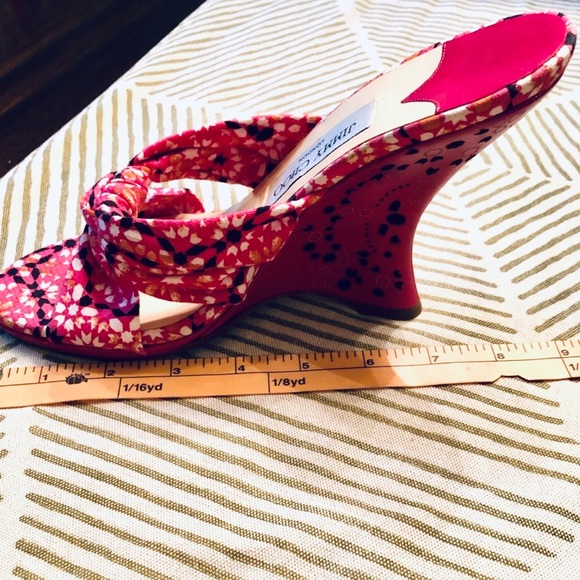 Jimmy Choo Leather & Cloth Printed Wedges - Picture 7 of 7